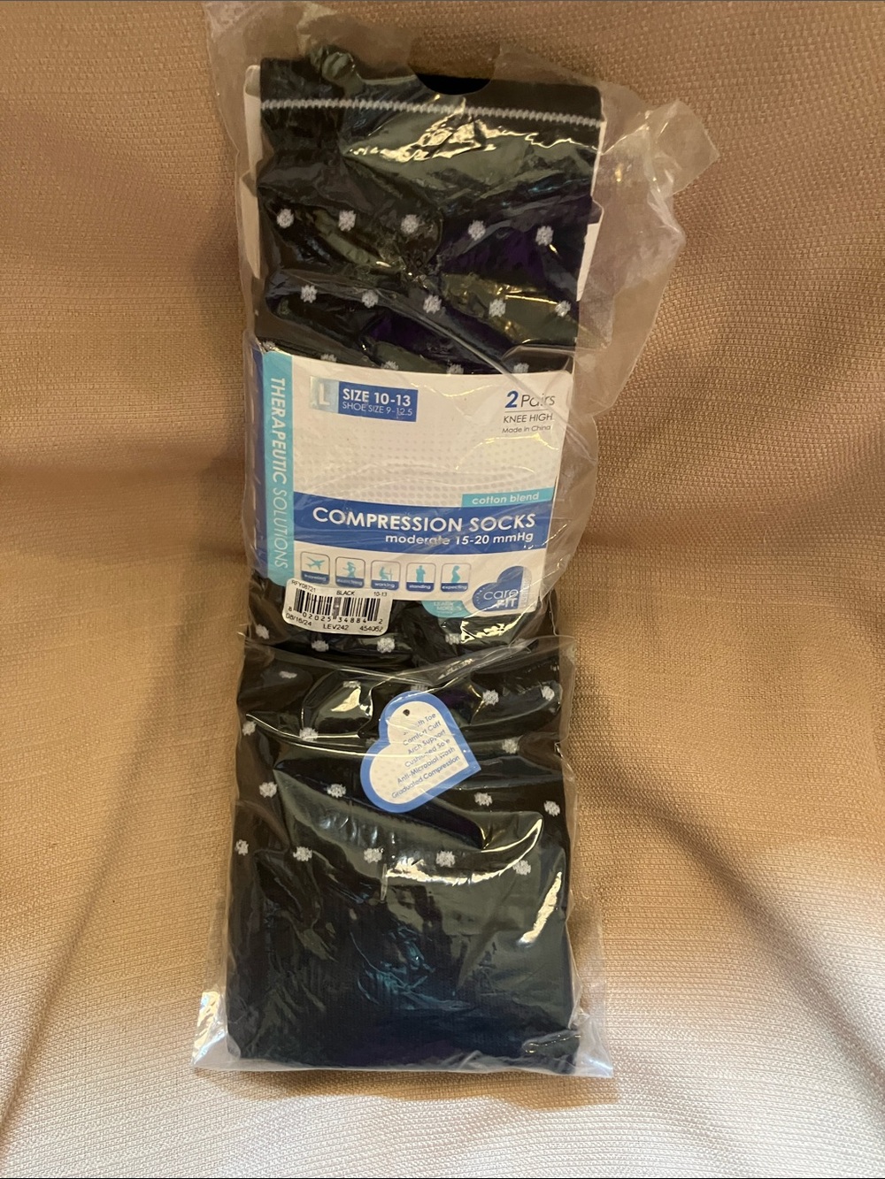Men's Black Compression Knee-High Socks - 2 Pairs